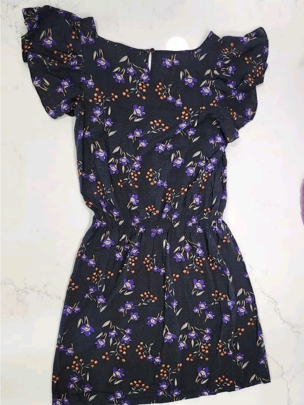 Heritage 1981 Black Dress with Purple Floral and Orange Berry Print